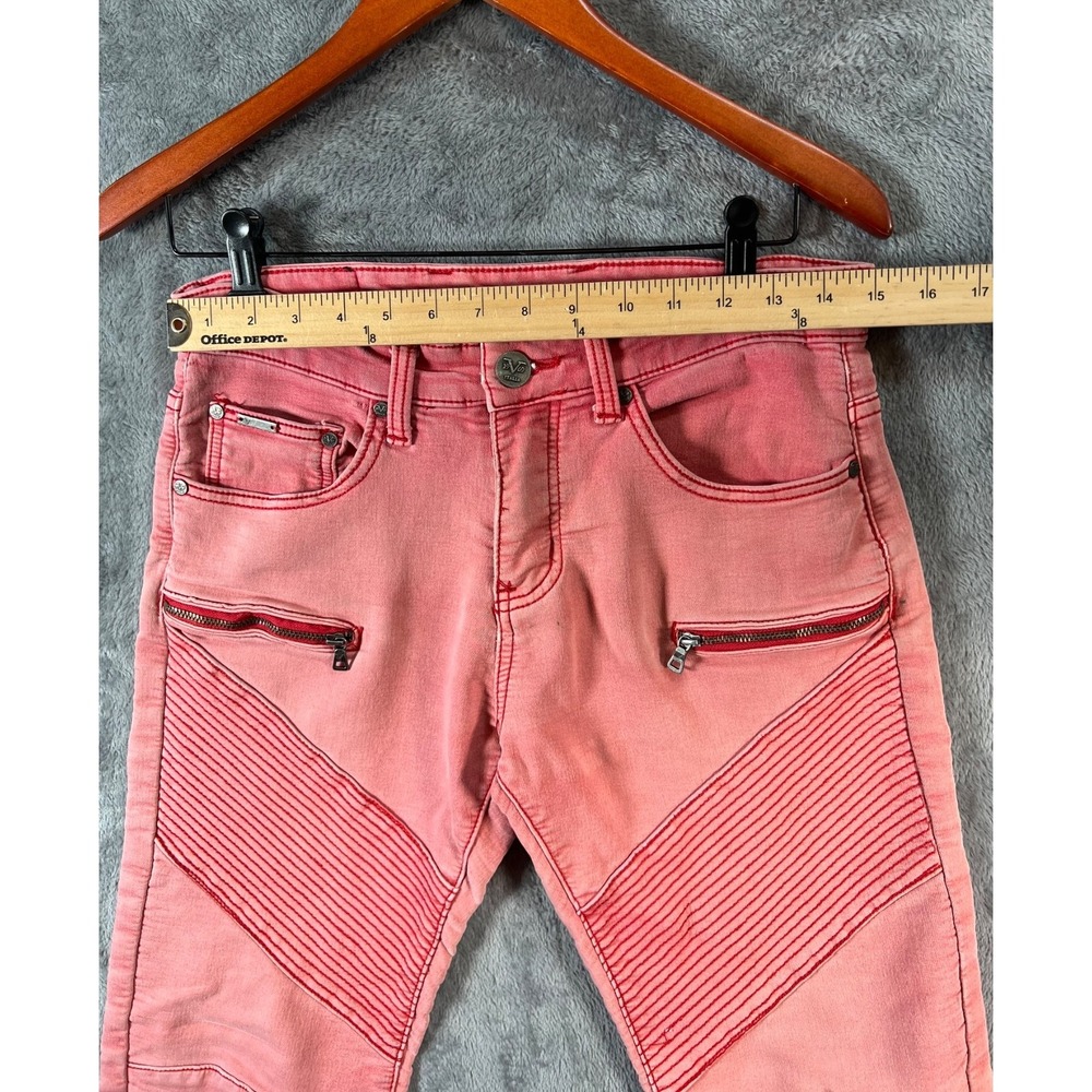 Versace V19-69 Biker Jeans Mens 30x27 Pink Stretch Faded Distressed - Picture 3 of 14